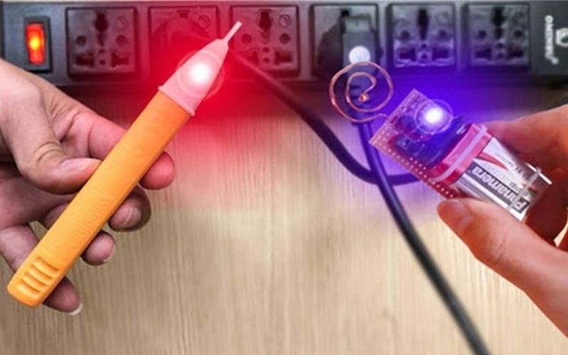 Dùng bút thử điện để phân biệt điện cực của nguồn một chiều