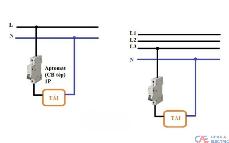 Cách đấu aptomat tép 1 pha 1 cực