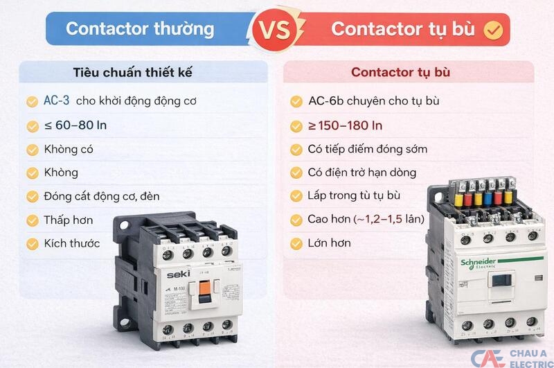 Contactor thường và contactor tụ bù